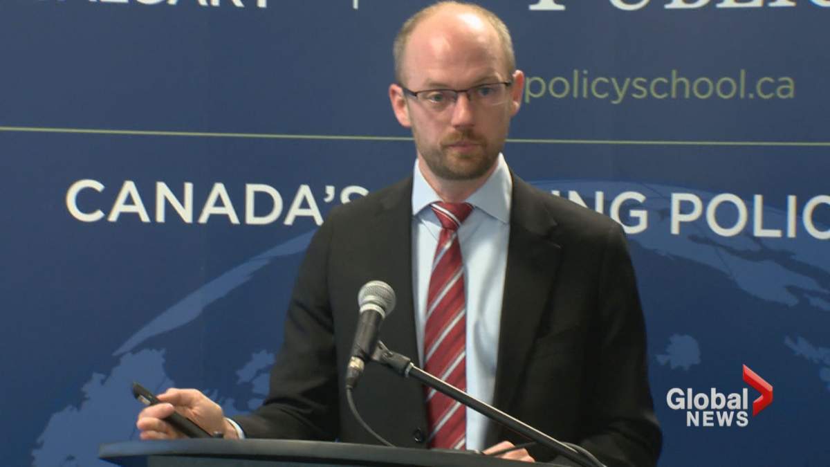 Economist Trevor Tombe gives a presentation on the state of Alberta's economy and plans to balance the budget on Wednesday, May. 1, 2019.