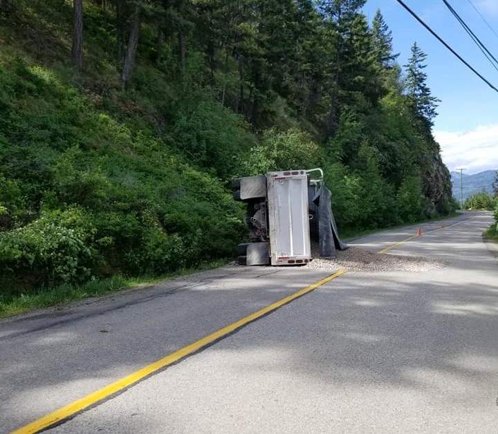 Another view of the crashed dump truck.