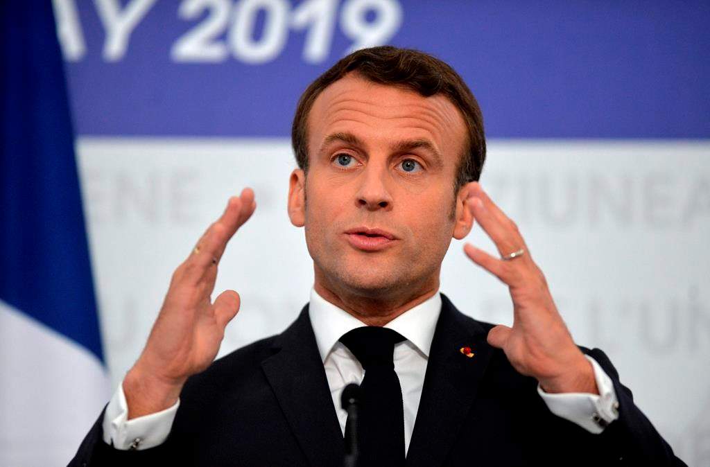 French President Emmanuel Macron speaks during a media conference at an EU summit in Sibiu, Romania, Thursday, May 9, 2019. European Union leaders on Thursday start to set out a course for increased political cooperation in the wake of the impending departure of the United Kingdom from the bloc.