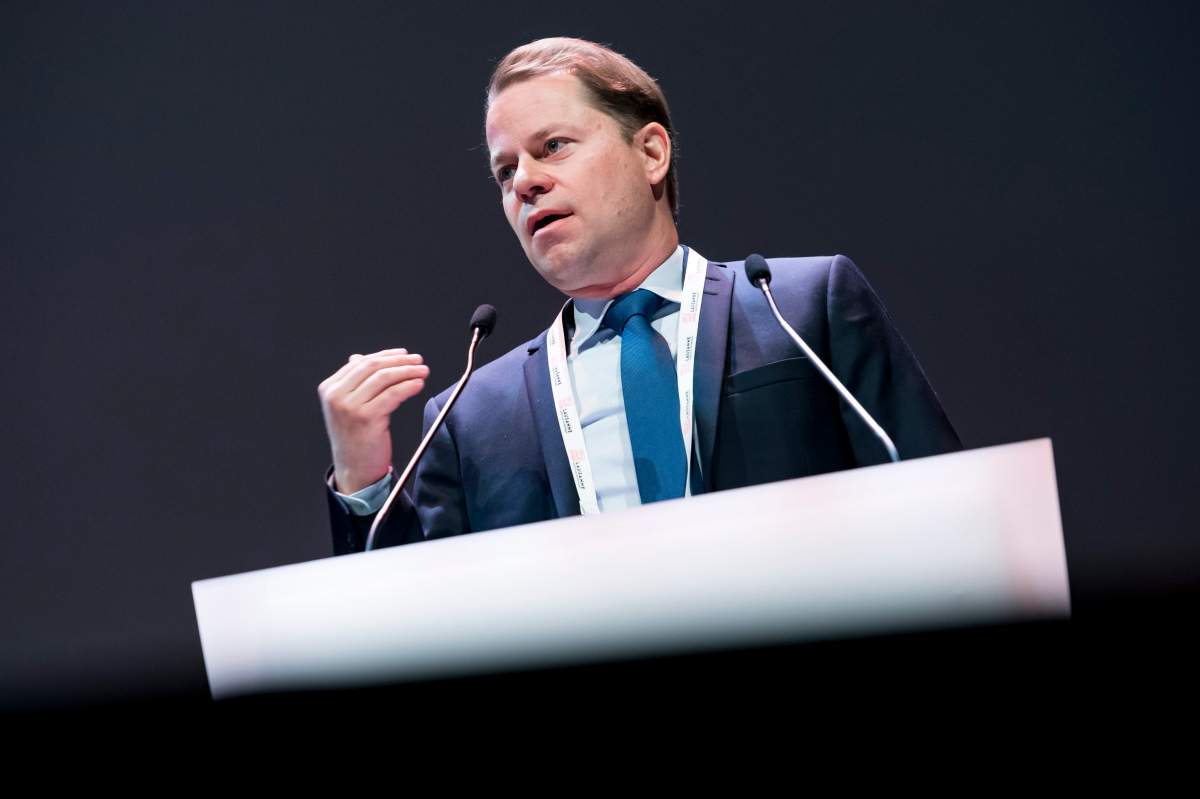 Olivier Niggli, world Anti-Doping Agency (WADA) Director General, delivers his speech during the opening day of the 2019 WADA annual symposium, at the Swiss Tech Convention Center, in Lausanne, Switzerland, 13 March 2019. 