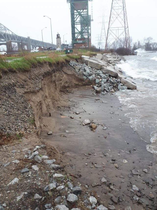 High water levels are resulting in erosion and flooding along the Lake Ontario waterfront trail.
