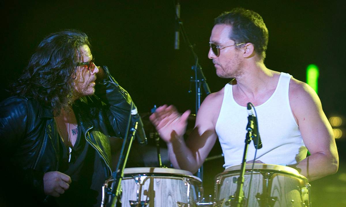 (L-R) Ian Astbury of The Cult and actor Matthew McConaughey during The Cult’s performance at South by Southwest (SXSW) on March 17, 2012.