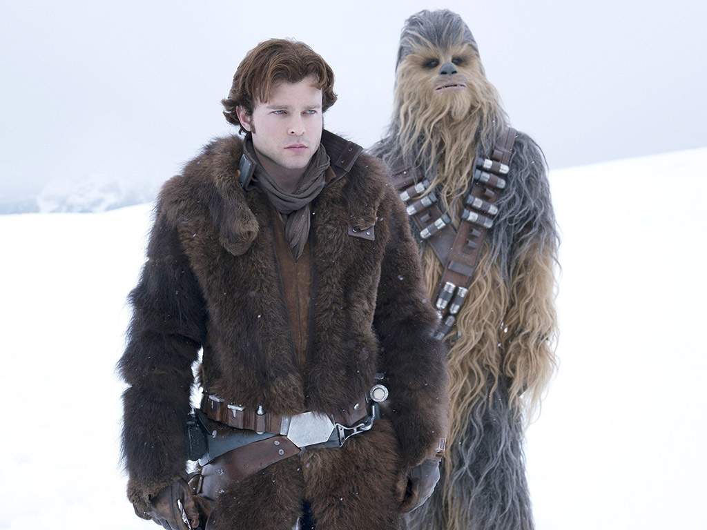 In a photo from Solo: A Star Wars Story, (L-R) Alden Ehrenreich as Han Solo and Joonas Suotamo as Chewbacca.