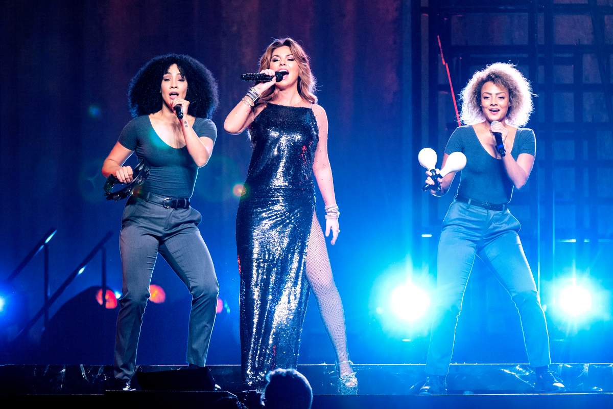 Shania Twain performing at the Royal Arena in Copenhagen, Denmark, on Oct. 14, 2018.