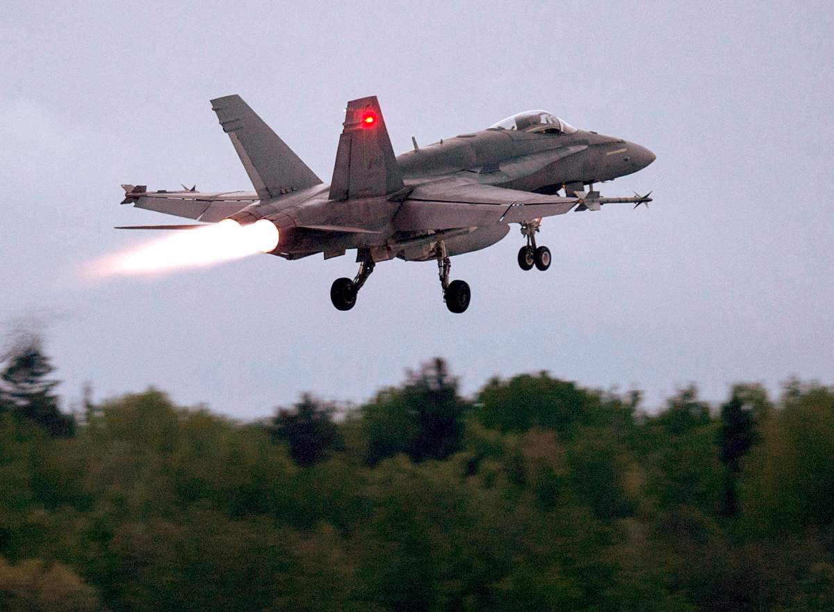 An RCAF CF-18 takes off from CFB Bagotville, Que. on Thursday, June 7, 2018. Defence officials say they expect to know next spring what sensor, weapons and defensive upgrades will be needed to ensure the country's aging CF-18 fighter jets are still able to fly combat missions until they are replaced in 2032.