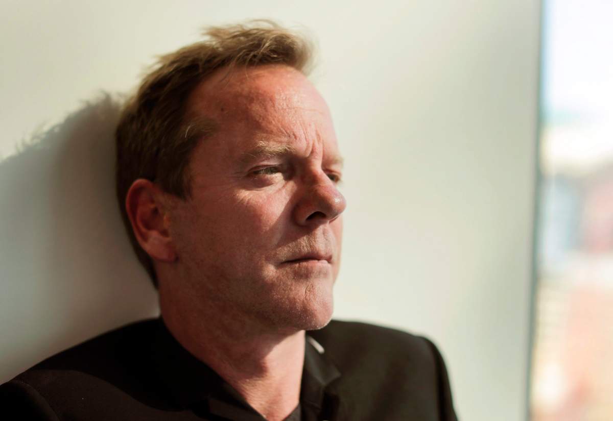 Toronto-raised actor-musician Kiefer Sutherland says it wasn't his intention to stir the political pot with a recent tweet directed at Ontario Premier Doug Ford. Sutherland poses for a photo during an interview in New York City on Aug. 13, 2016. 