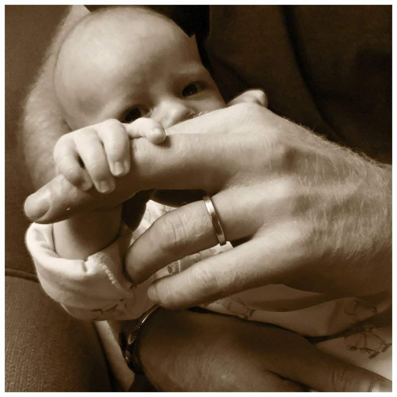 In this undated photo issued by Britain's Prince Harry Duke and Duchess of Sussex of their six-week-old son Archie Harrison Mountbatten-Windsor that they shared on their Instagram account @SussexRoyal to mark Father's Day, Sunday June 16, 2019. 