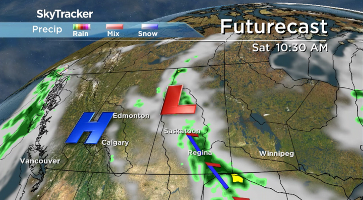 A lingering front will continue to ring out showers across parts of southern and central Saskatchewan.