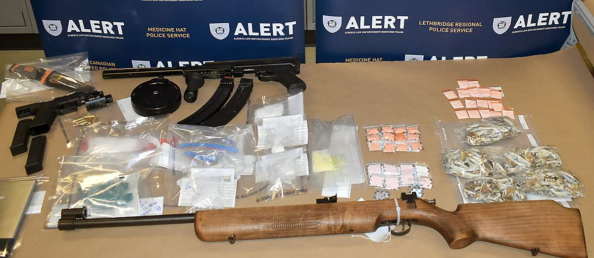 Some of the goods seized by ALERT in the Red Deer area during raids in June 2019.