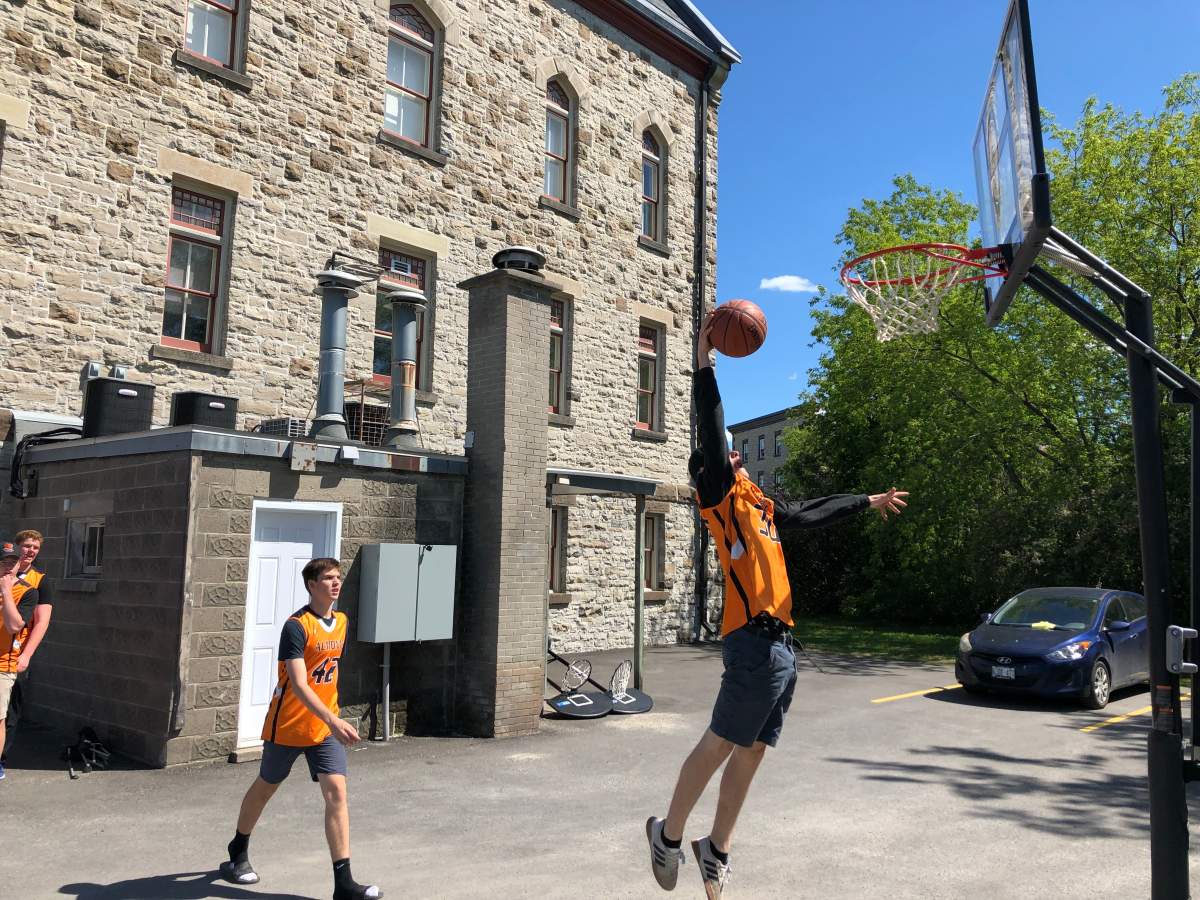 Members of the high school basketball team in Almonte, Ont., the hometown of the sport’s inventor Dr. James Naismith.