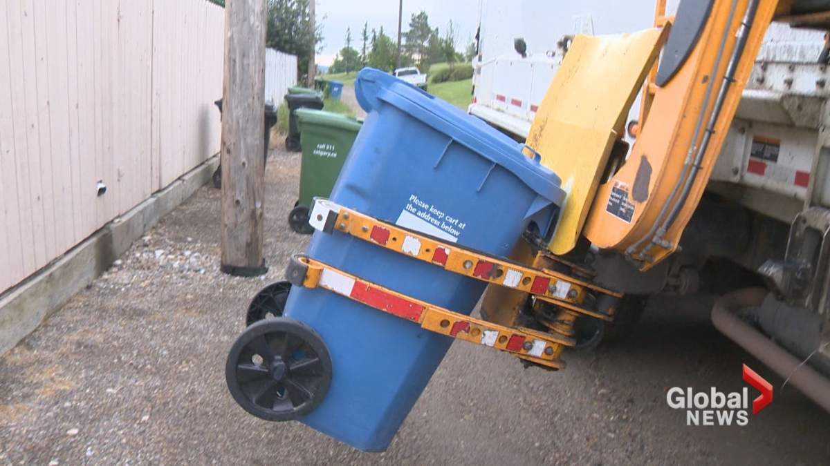 Calgary has been collecting recycling from curbside blue carts for 10 years. 