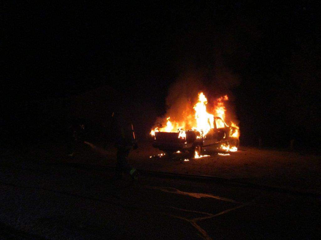 Emergency crews responded to a suspicious vehicle fire in Vernon early Thursday.
