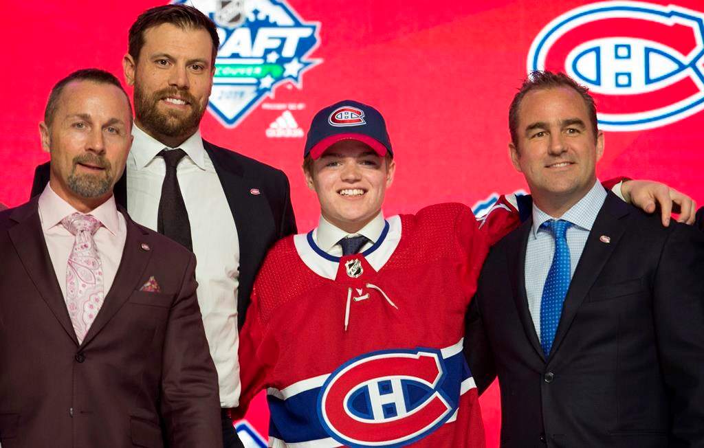 Montreal Canadians select Cole Caufield during the first round NHL draft at Rogers Arena in Vancouver, Friday, June, 21, 2019.