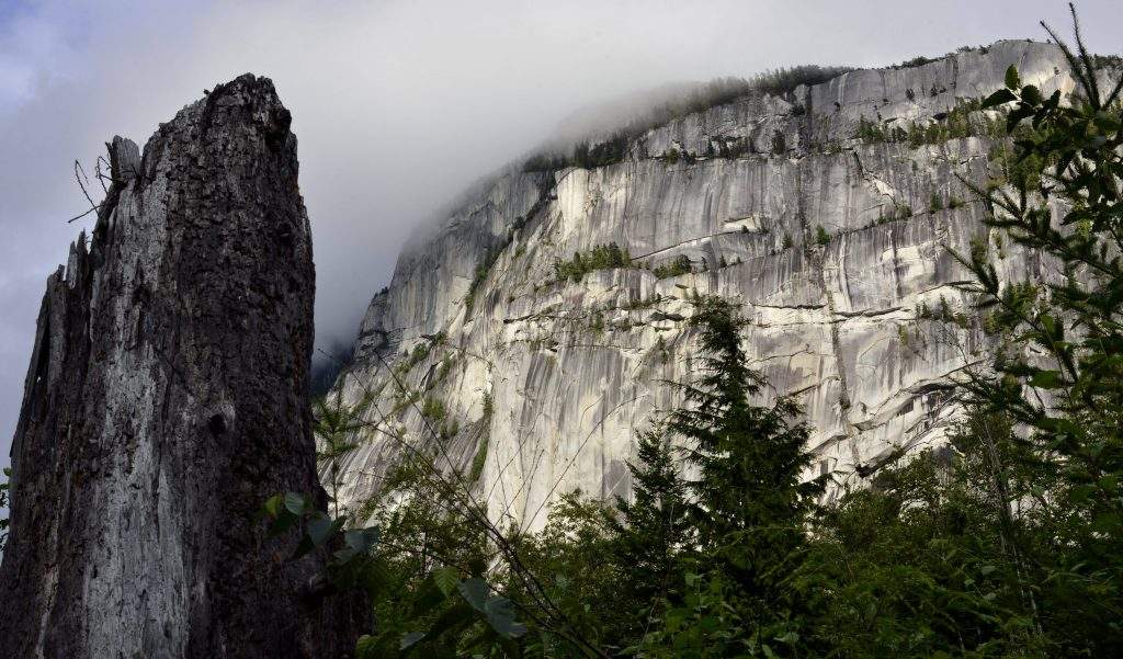 The 700-meter Stawamus Chief stands proudly in the evening sun in Squamish, B.C. on Thursday, July 24, 2014. 