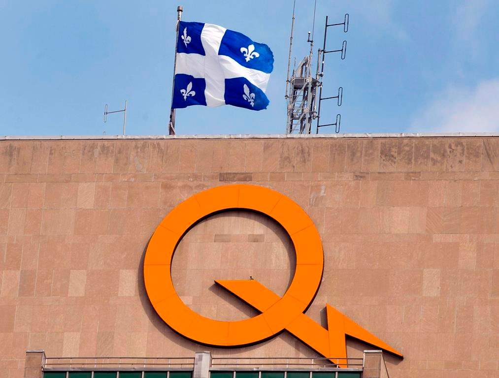 A Hydro Quebec logo is seen on their head office building, February 26, 2015 in Montreal. 