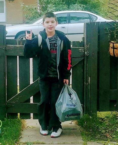 Evansdale School student Draven Shewchuk on his first day of Grade 6 in September 2018.