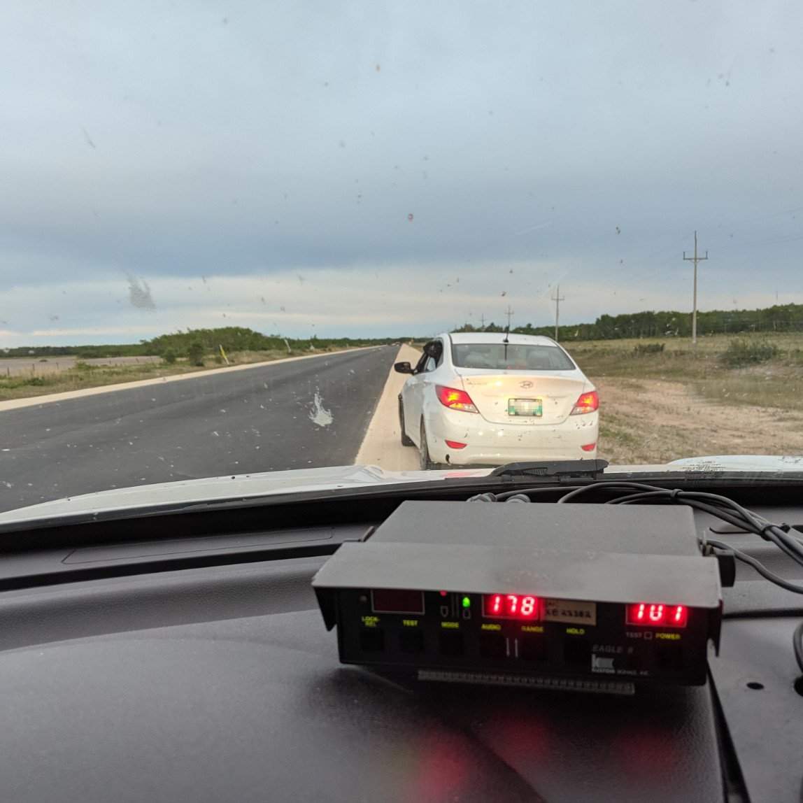RCMP pulled this driver over on Hwy 6 near Eriksdale.