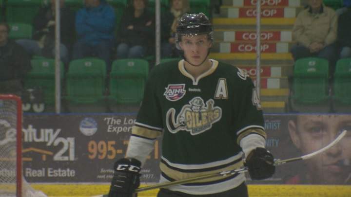 Dylan Holloway with the AJHL'S Okotoks Oilers.