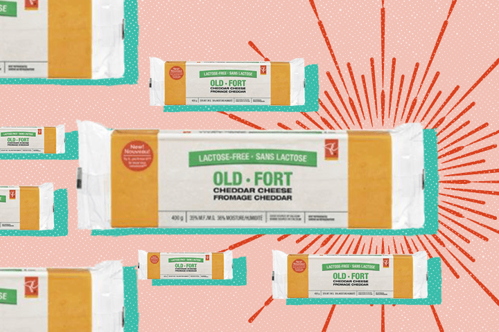 President’s Choice lactose-free old cheddar (Illustration by Laura Whelan)