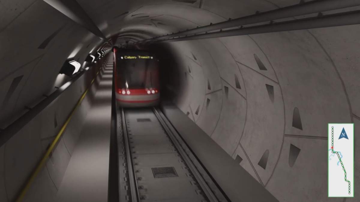 Rendering of proposed Green Line tunnel for downtown Calgary.