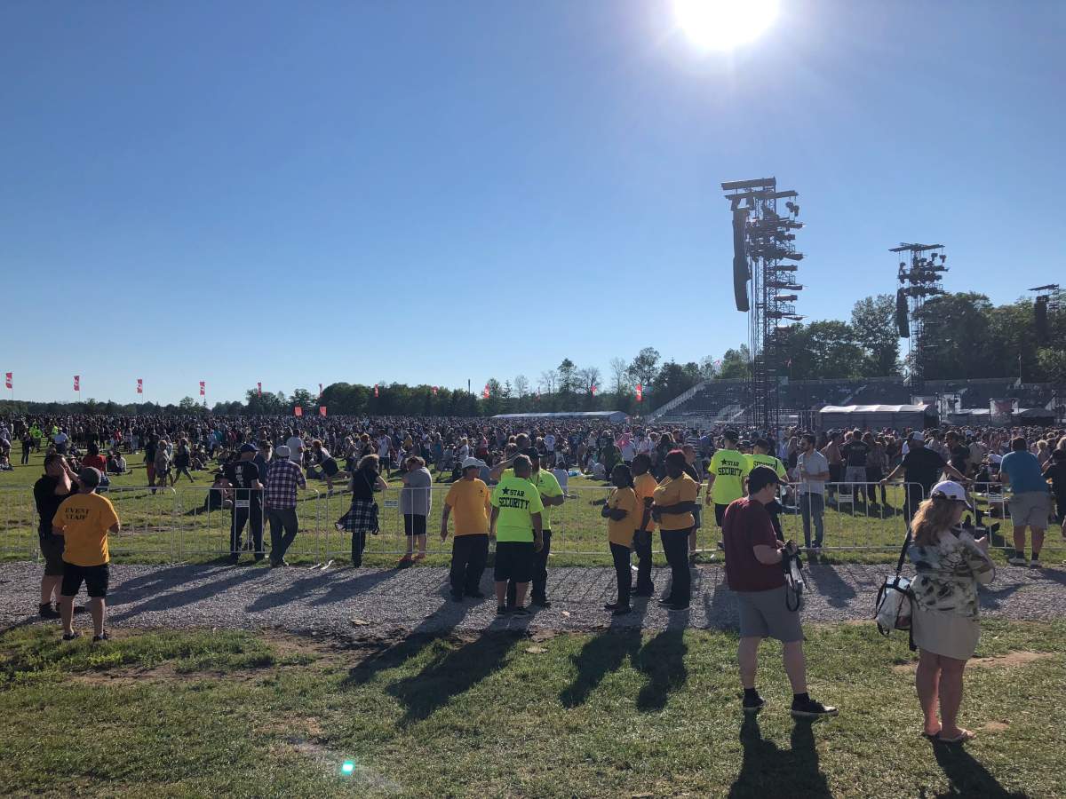 A building crowd at the Canada Rocks with the Rolling Stones concert at Oro-Medonte, Ont. on June 29, 2019.