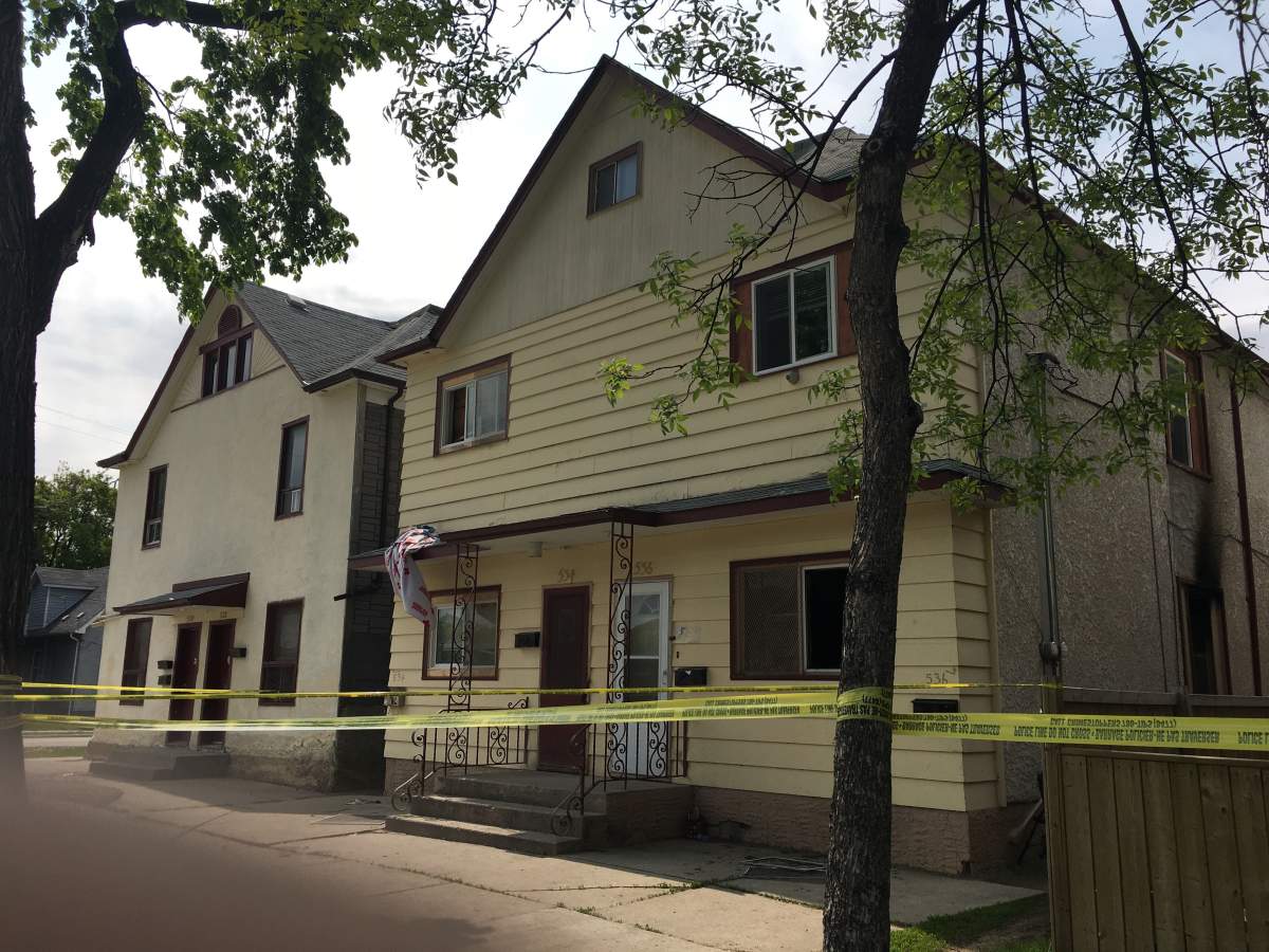 A house on Manitoba Avenue after a Saturday night fire.