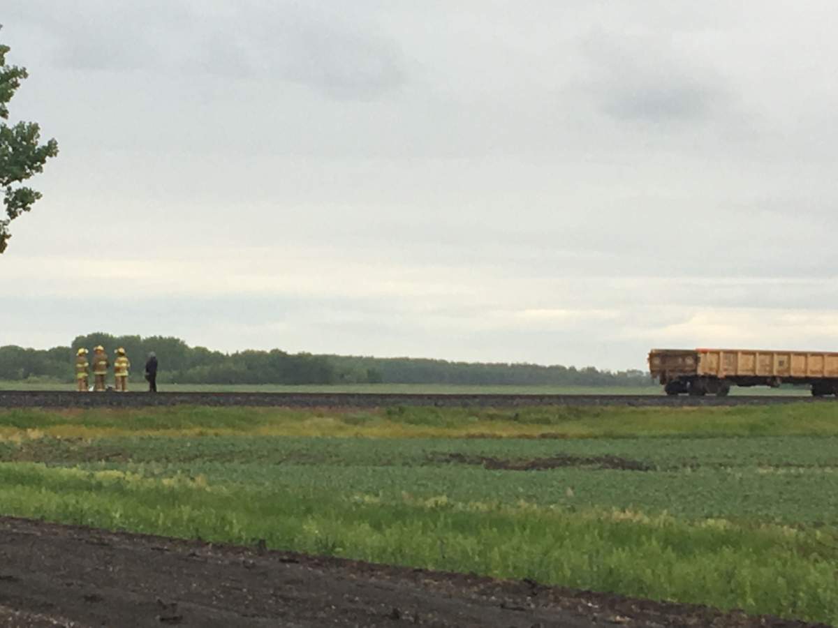 Firefighters at the tracks in Oakbank Sunday, June 16, 2019.