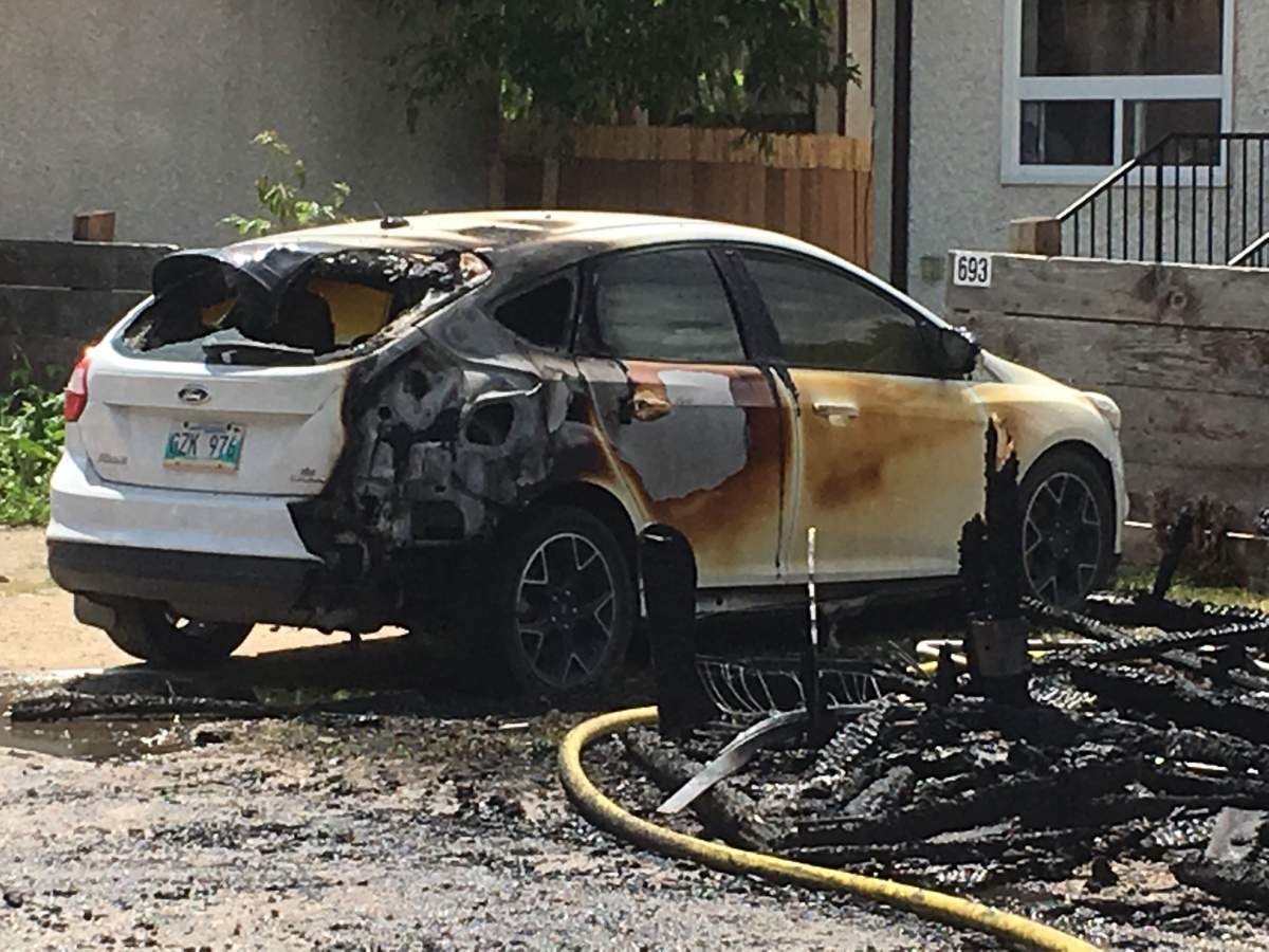 A car was also damaged in the fire.