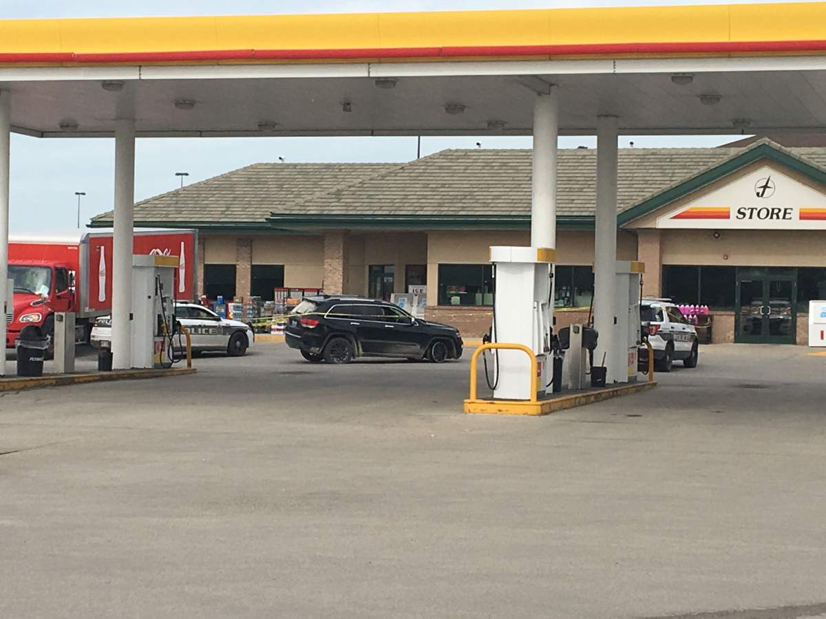 Winnipeg police at the scene in Headingley at the Flying J truck stop.