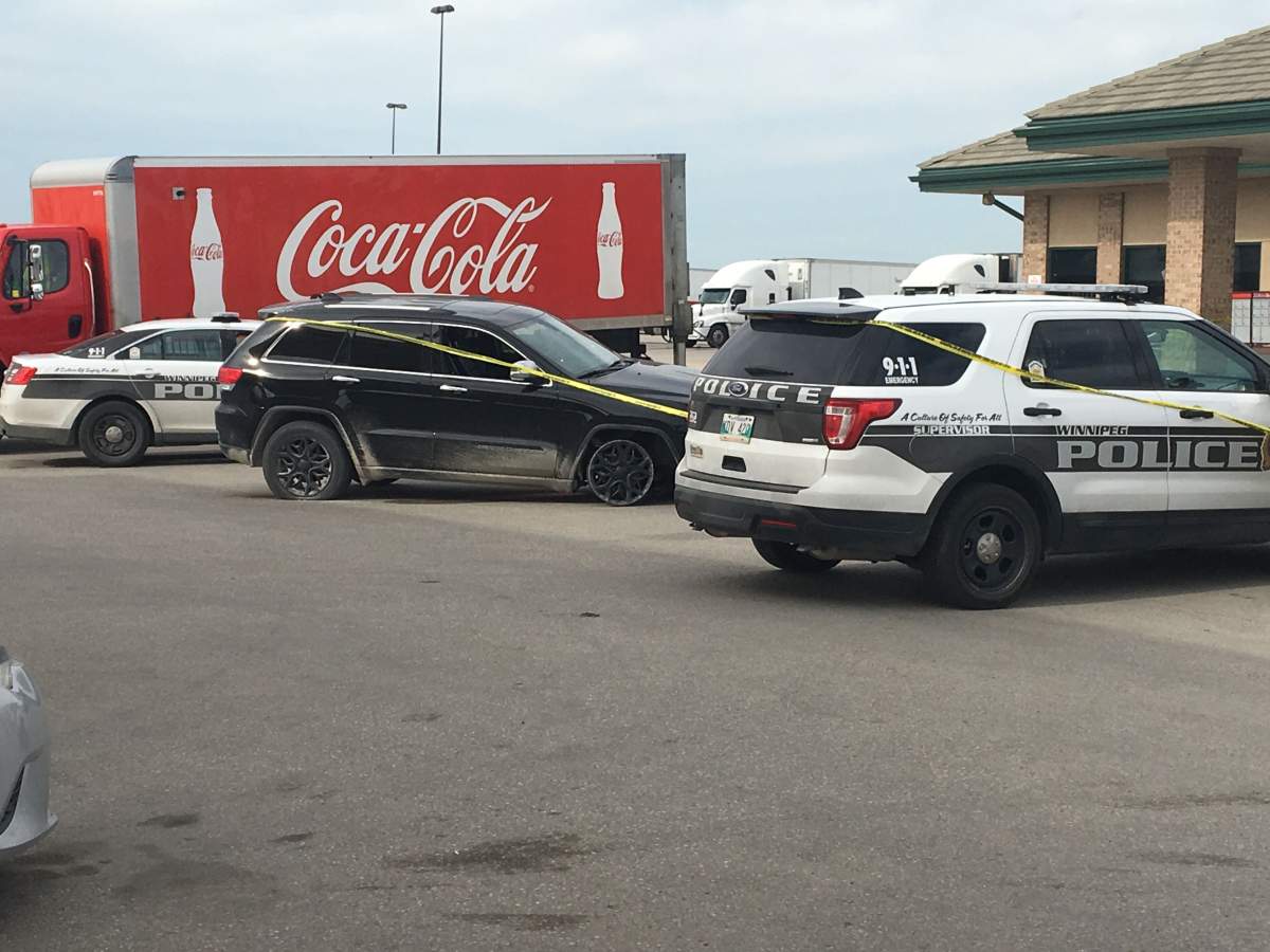 Winnipeg police at Flying J in Headingley Thursday morning.