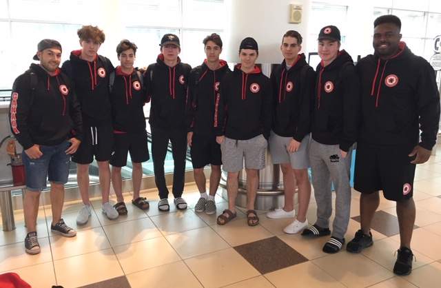 The Manitoba contingent at the James Richardson airport as they were leaving for Prague. 