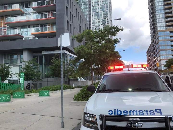 A scene of an industrial accident in Toronto on Tuesday.