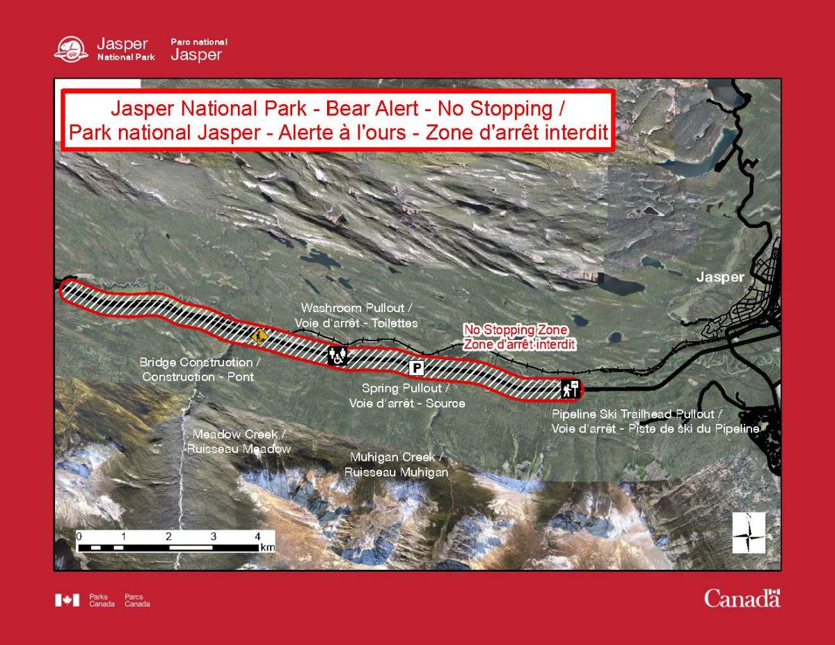 A no-stopping zone has been put in place along a 12-kilometre stretch of Highway 16 west of Jasper.