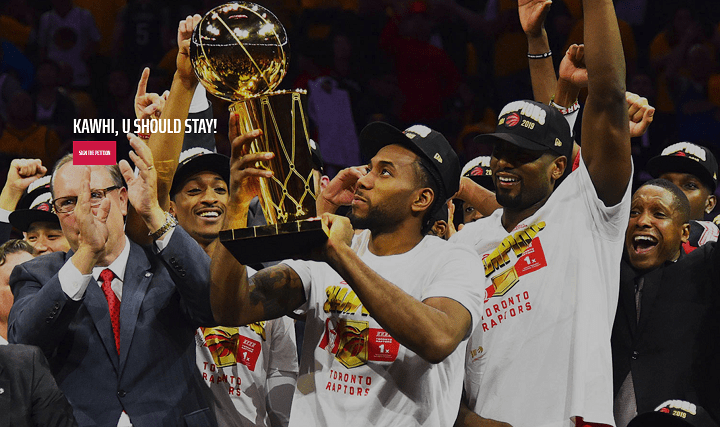 A screenshot of the website where fans can leave messages and signatures to get Kawhi Leonard to stay with the Toronto Raptors.