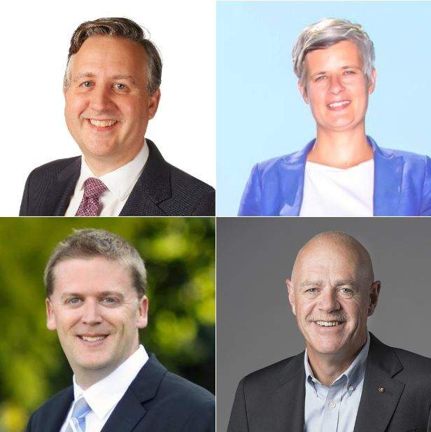 Clockwise from top left: Kennedy Stewart (Vancouver), Lisa Helps (Victoria), Mike Morden (Maple Ridge), Jonathan Cote (New Westminster).