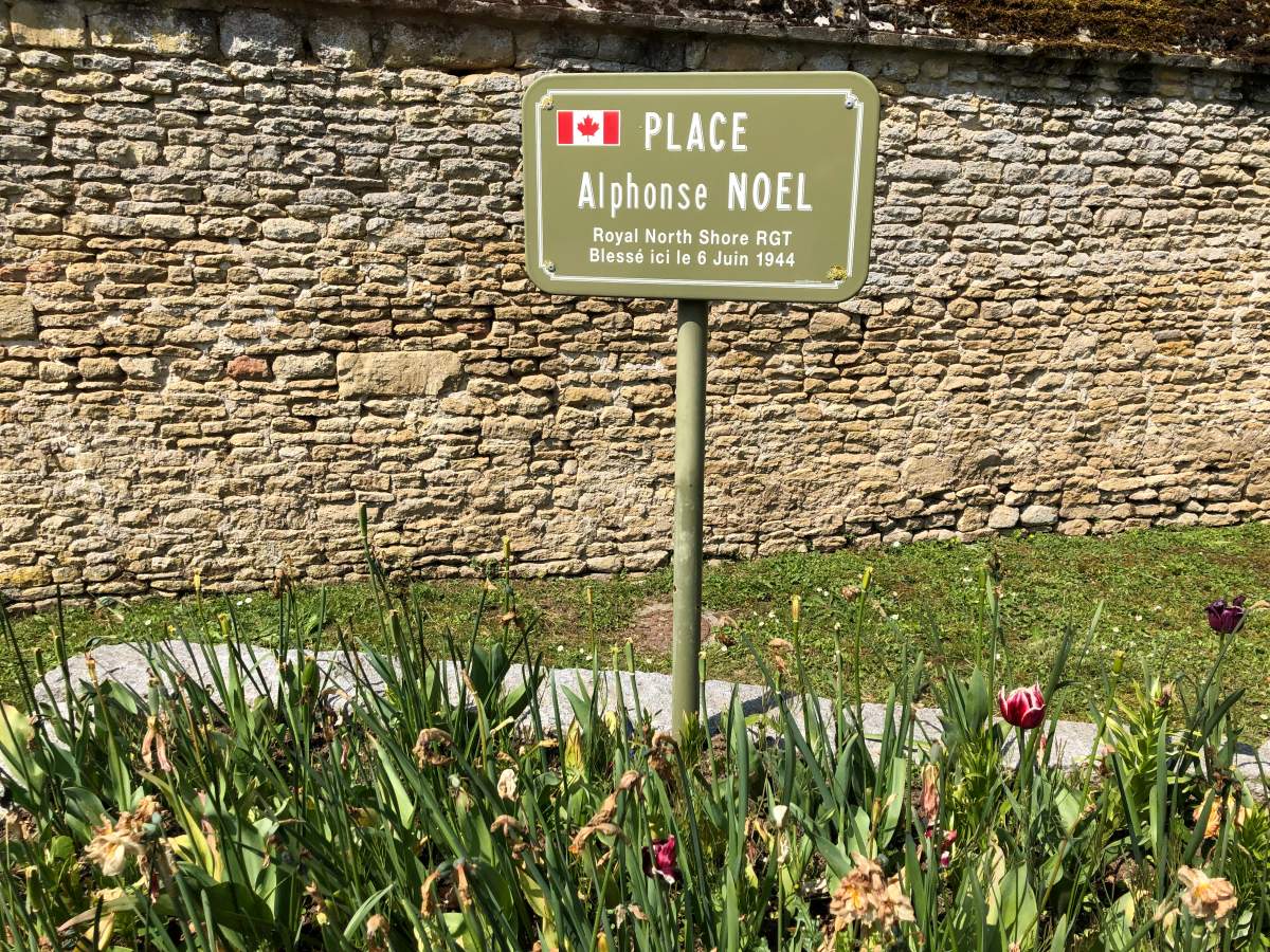This street corner in Tailleville, Normandy is named after Canadian Alphonse Noel of the North Shore regiment, who was wounded here following the D-Day invasion in June 1944.