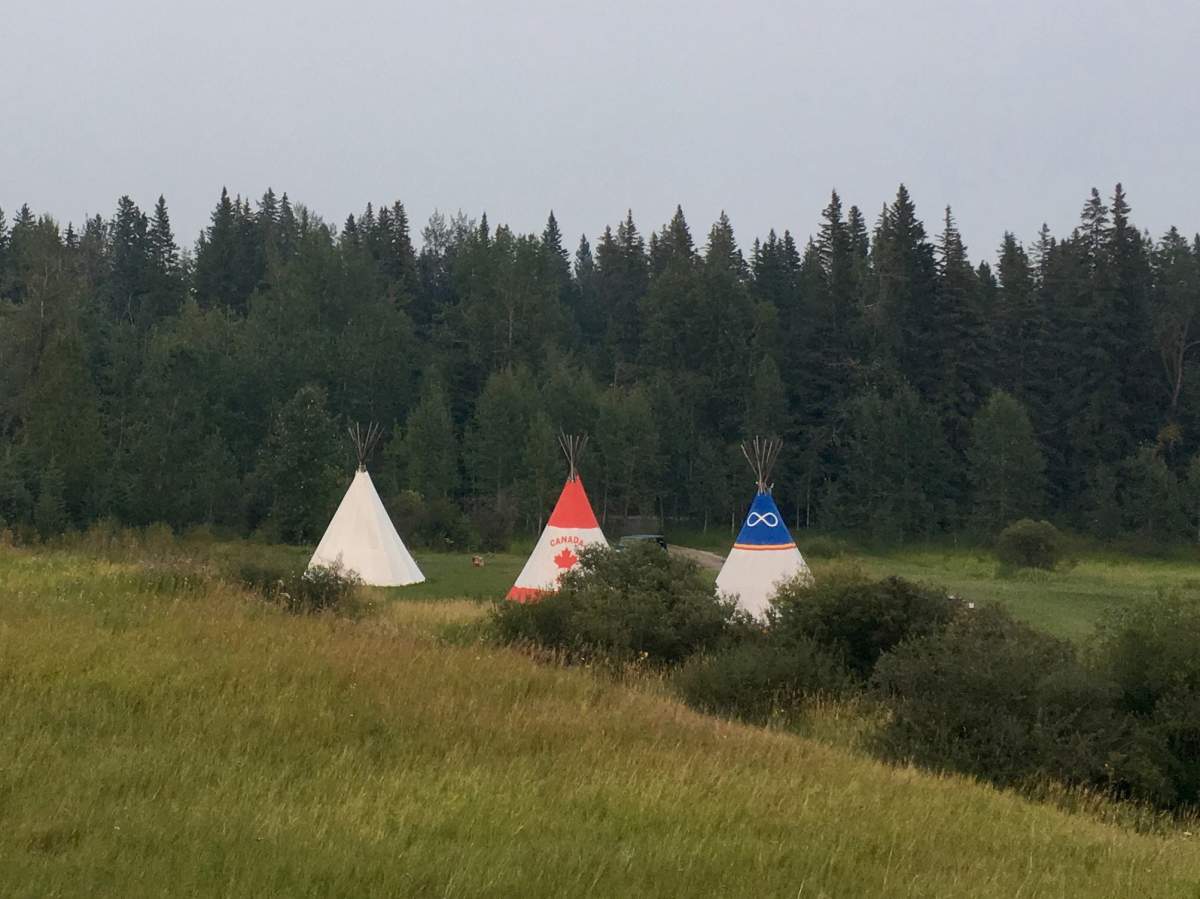 The teepees at Rocky Mountain House National Historic Site in central Alberta are shown in a recent photo.