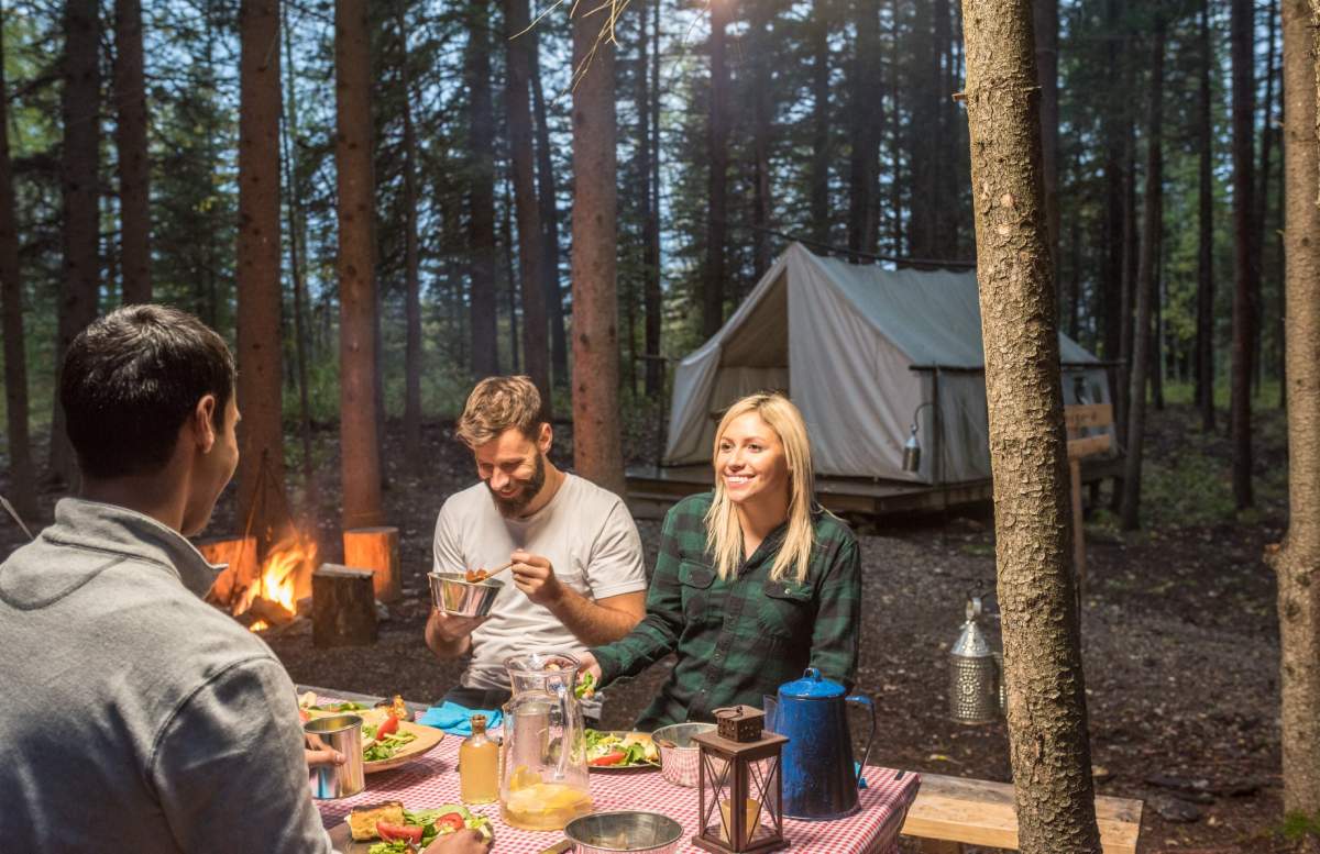 Camping at the Rocky Mountain House National Historic Site in Alberta.