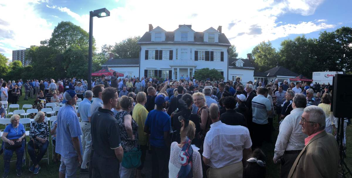 Crowd at barbecue for Andrew Scheer at the Billings Estate in Ottawa, June 18, 2019.