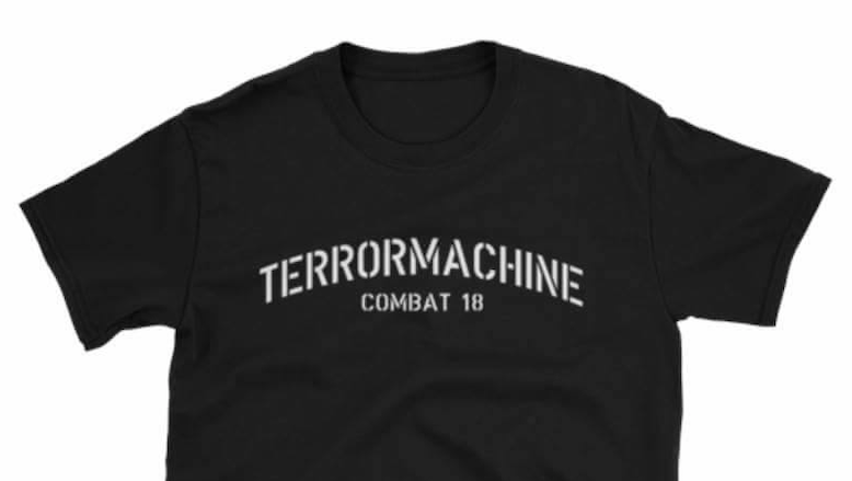 A T-shirt advertised on the Blood & Honour Facebook page, which was taken down Thursday.