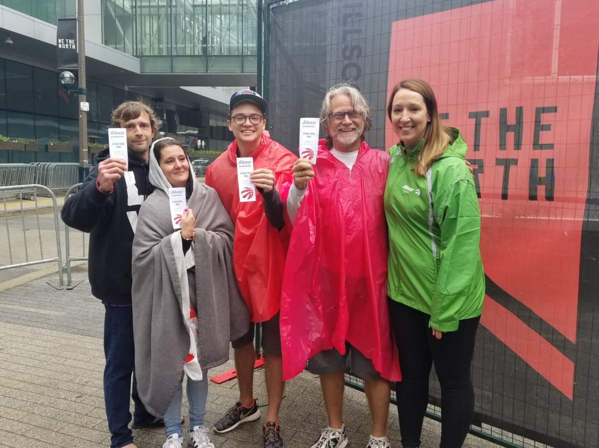 Four winners from a Jurassic Park first-in-line promotion will watch Game 5 of the NBA Finals from inside Scotiabank Arena.