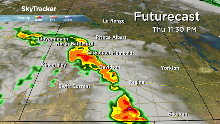 Strong thunderstorms are expected to maintain themselves Thursday night across Saskatchewan as they push through.