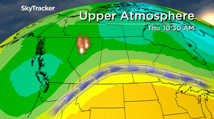 Warmer air begins to push back in later this week with an upper ridge.