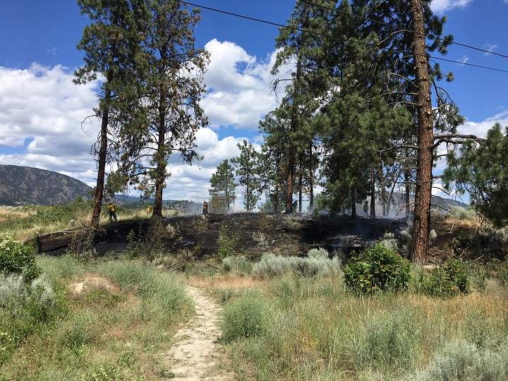 Not long after dousing a grass fire along Lower Glenrosa Road on Tuesday morning, West Kelowna Fire Rescue crews had to put out a similar blaze along Carrington Road.