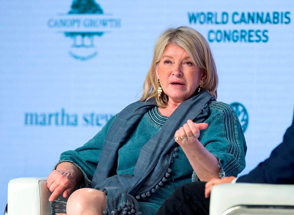 Martha Stewart, the food and lifestyles guru, addresses the audience at the World Cannabis Congress in Saint John, New Brunswick on Tuesday, June 18, 2019.
