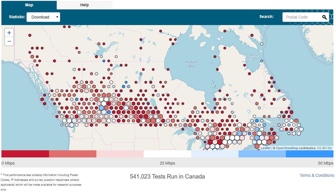 Canadian Internet Registration Authority’s Internet Performance Map of Canada. July 11, 2019.