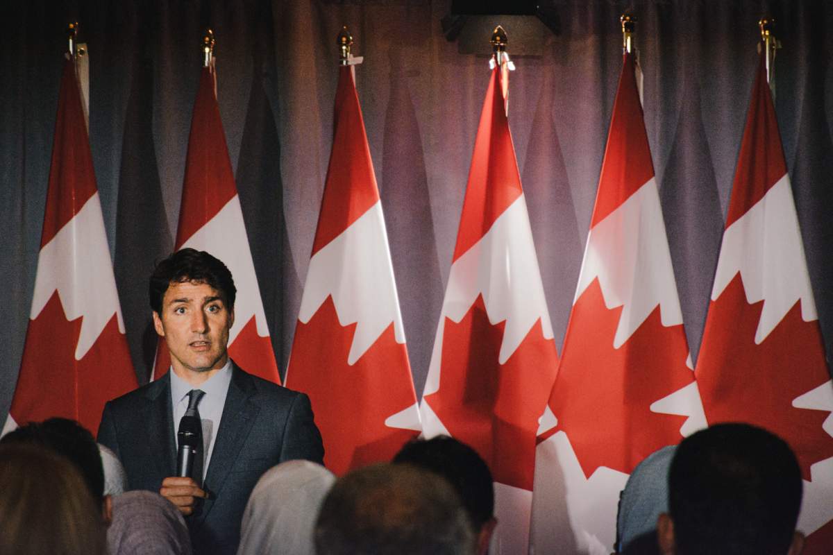 Prime Minister Justin Trudeau addresses supporters at a Liberal fundrasier in London, Ont.