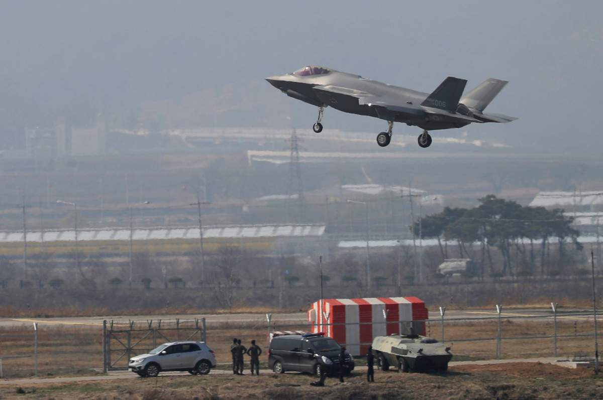 North Korea on slammed South Korea on Thursday for introducing high-tech U.S. stealth fighters, warning that it will respond by developing unspecified special weapons.