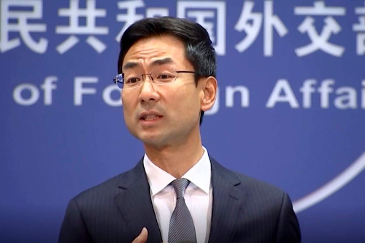 In this Wednesday, July 17, 2019 image from video, Chinese Foreign Ministry spokesman Geng Shuang. 
