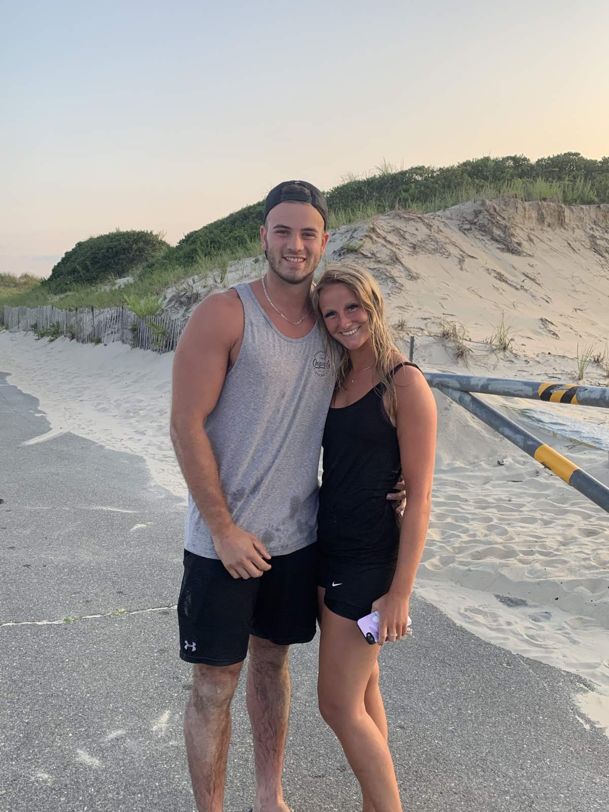 Gabriel Roy poses with his girlfriend Kasandra Rodgers in this handout photo on Horseneck Beach in Westport, Mass.